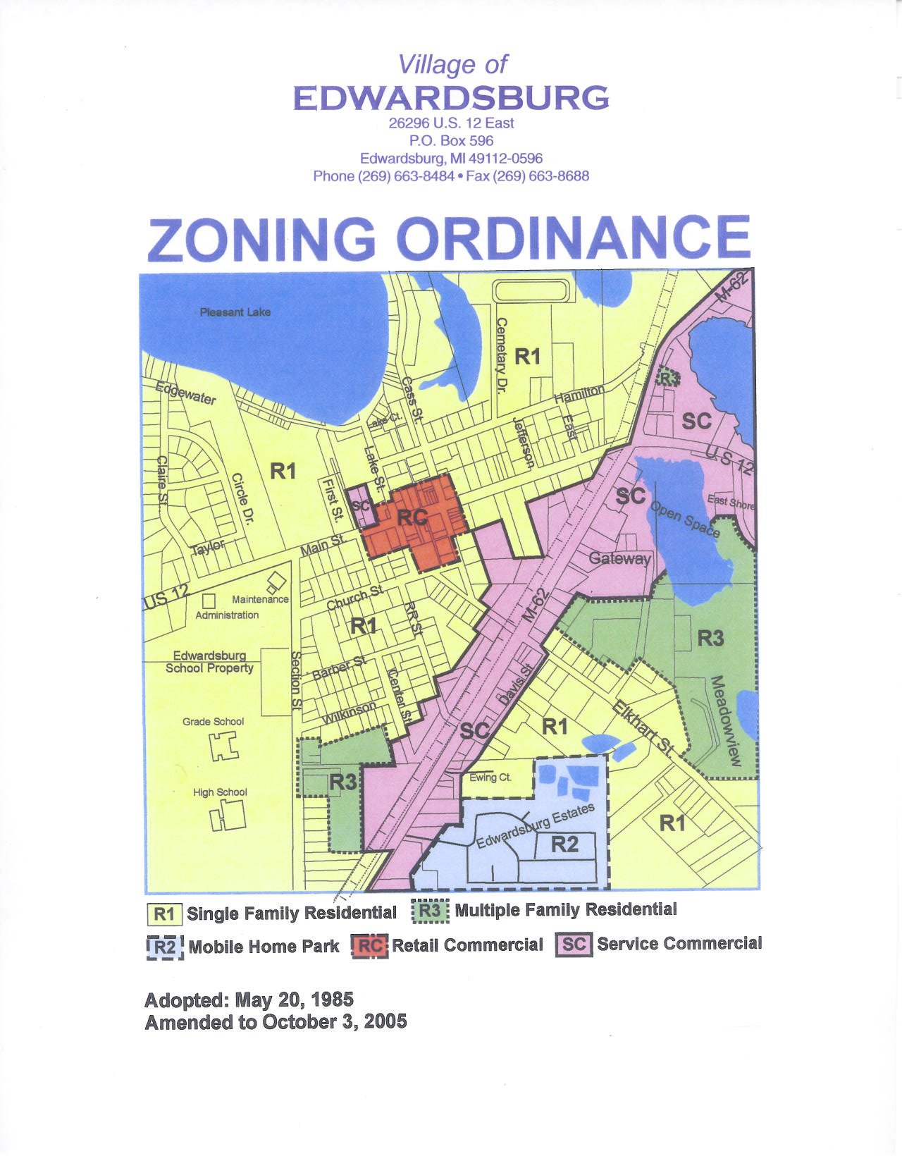 Edwardsburg Zoning Map